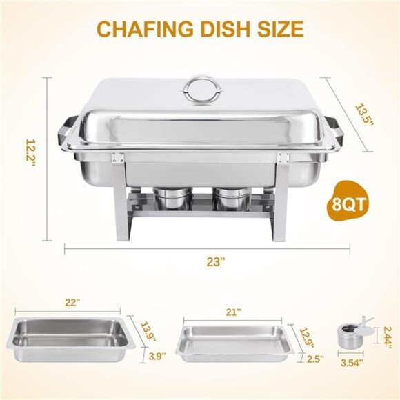 🍽️ 8QT Stainless Steel Chafing Dish – Buffet Warmer for Catering & Events ✨ - Picture 4 of 6